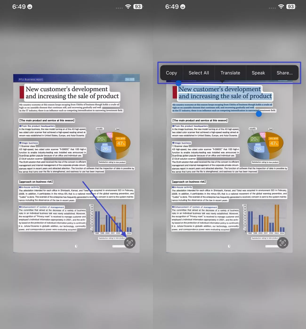 select text and perform actions updf