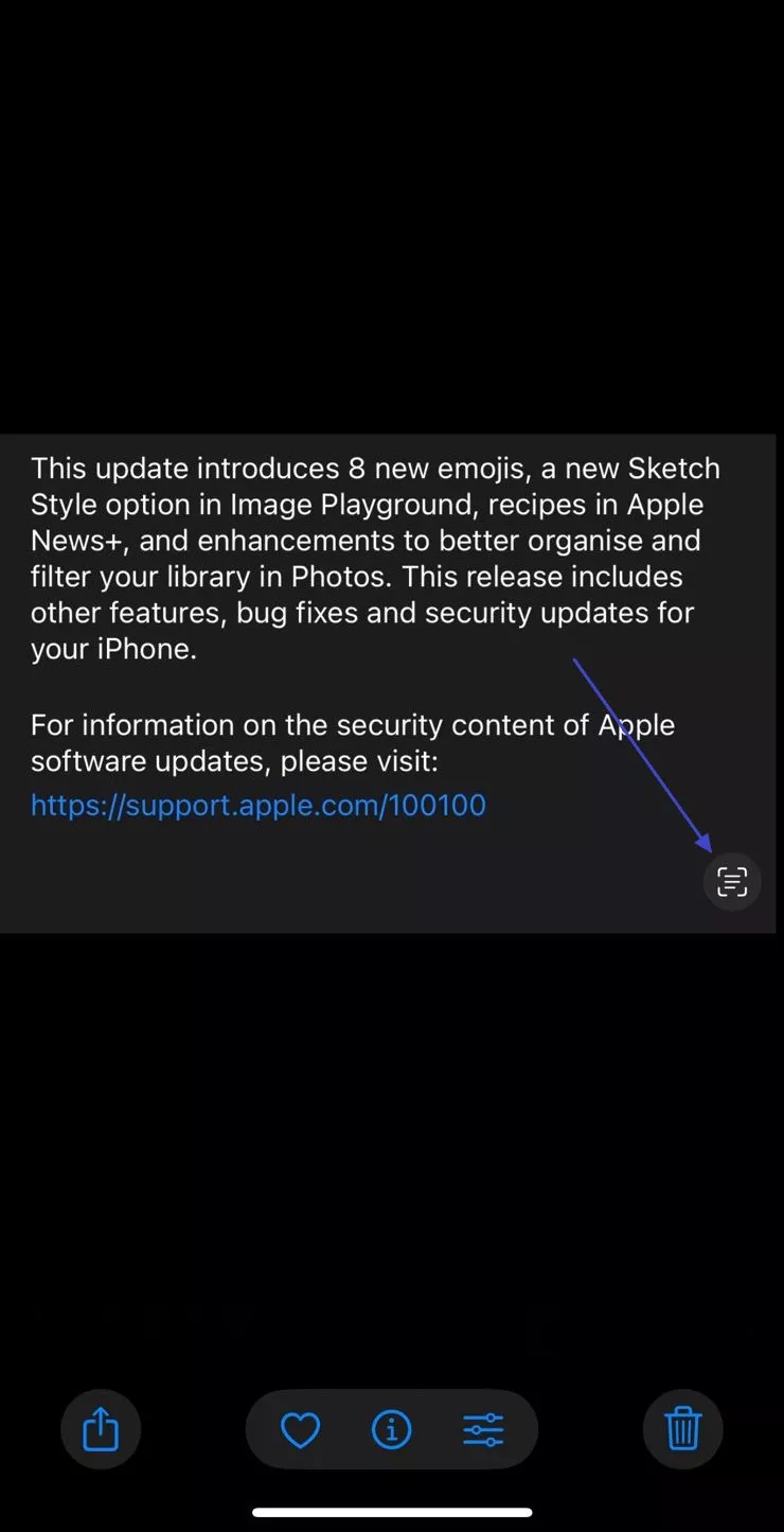 activate live text images
