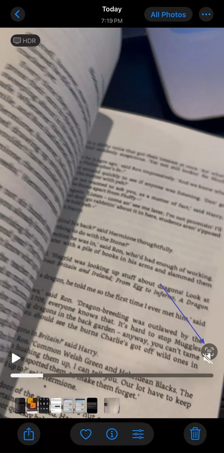 pause video activate live text feature