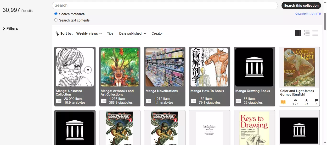 manga library of the archiveorg website