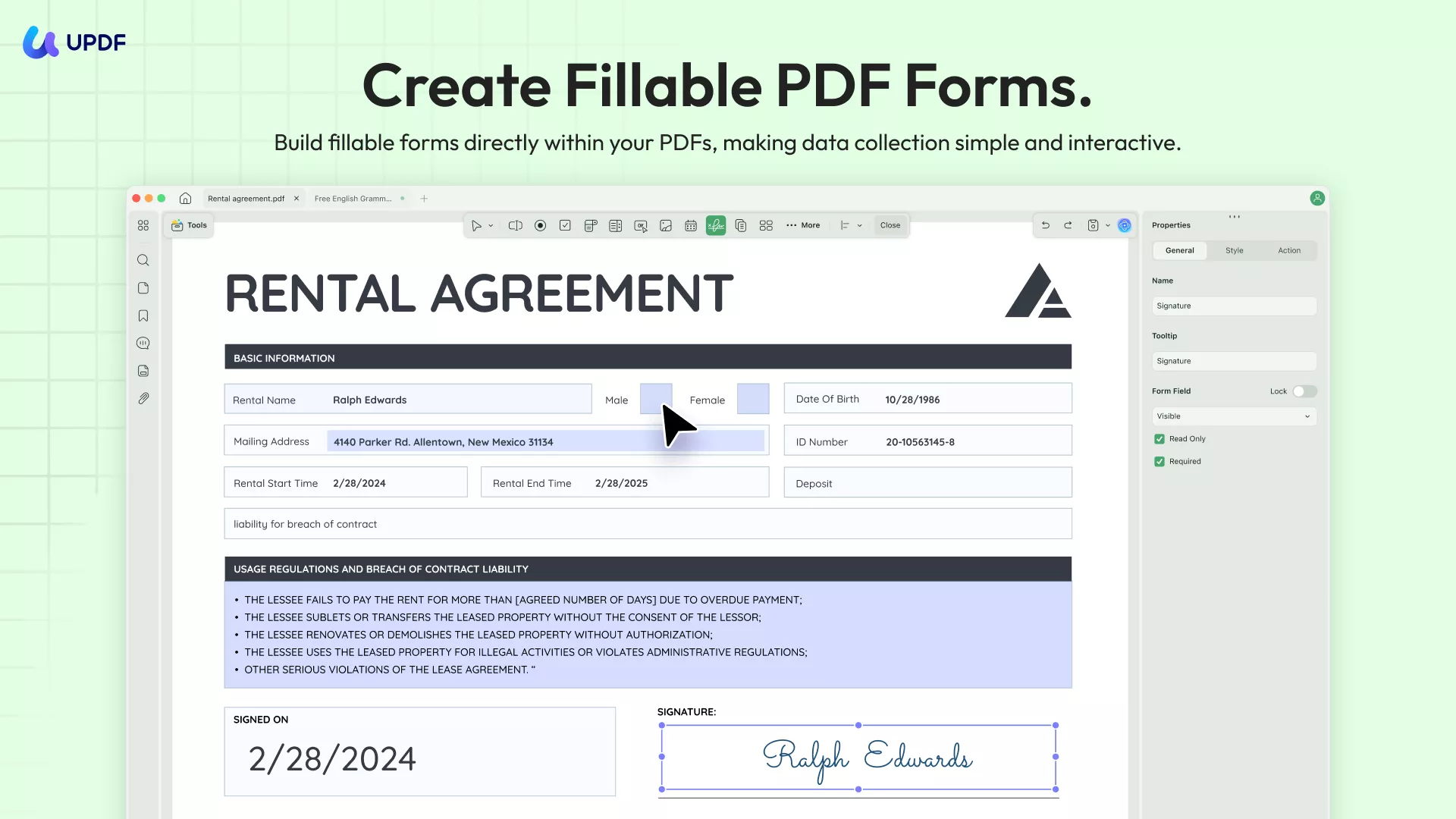 create fillable PDF forms