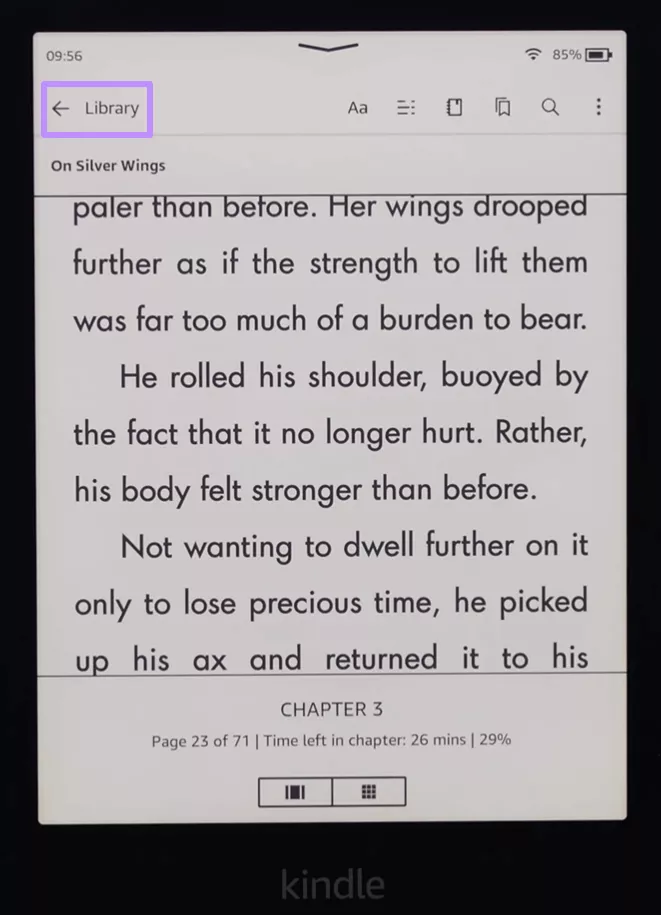 press library to exit a book kindle paperwhite