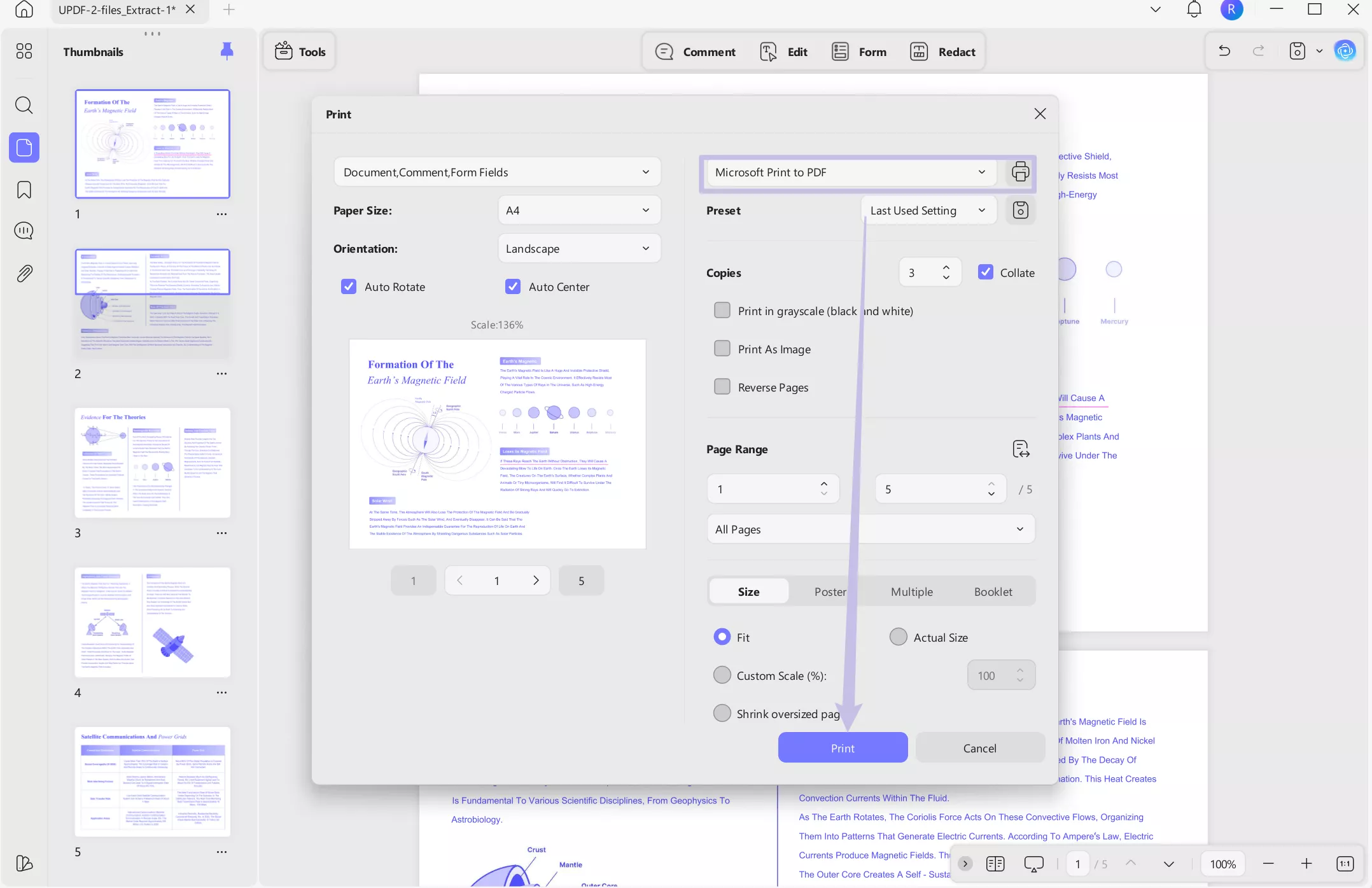 print settings updf windows