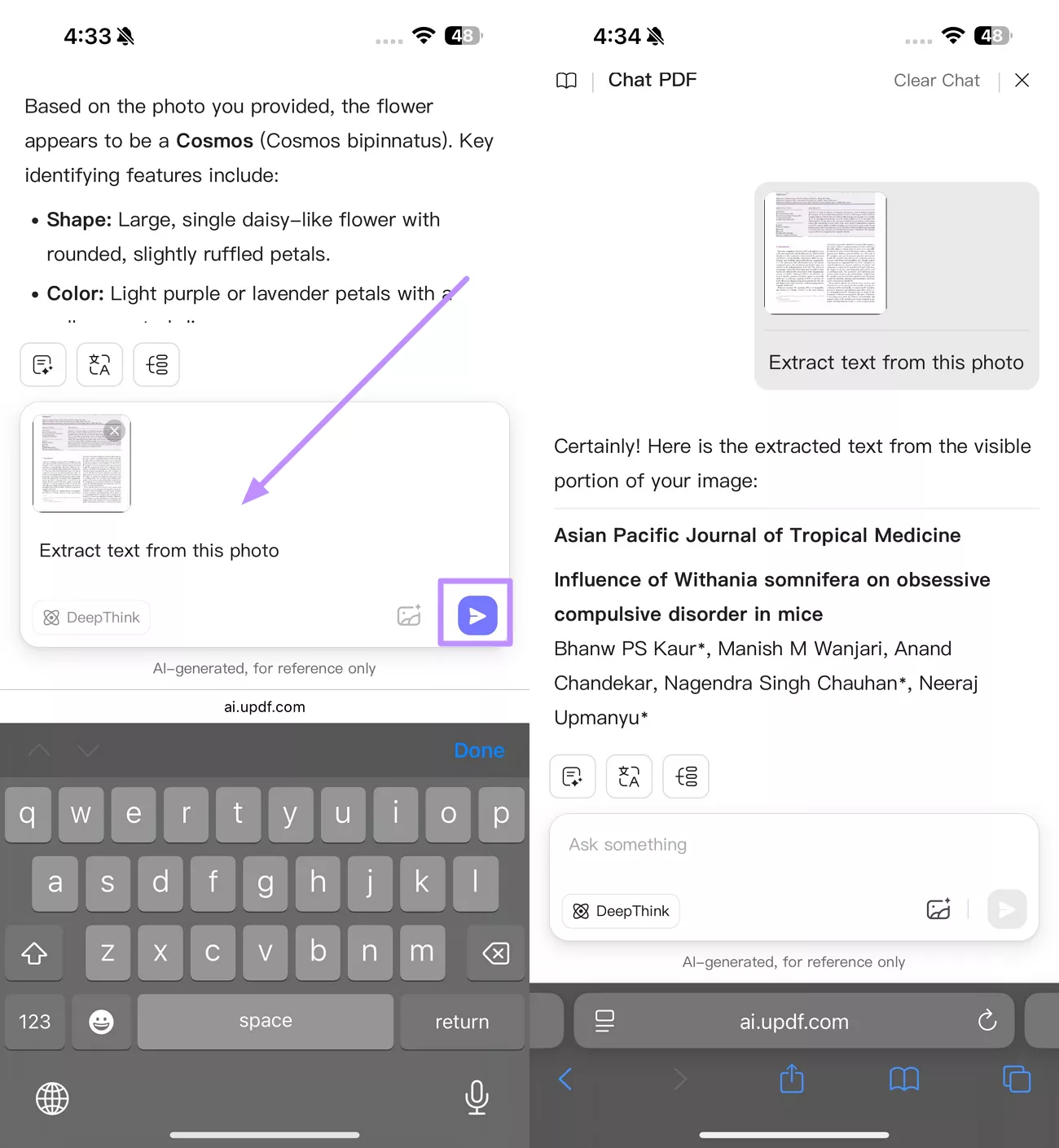 prompt updf ai to extract text