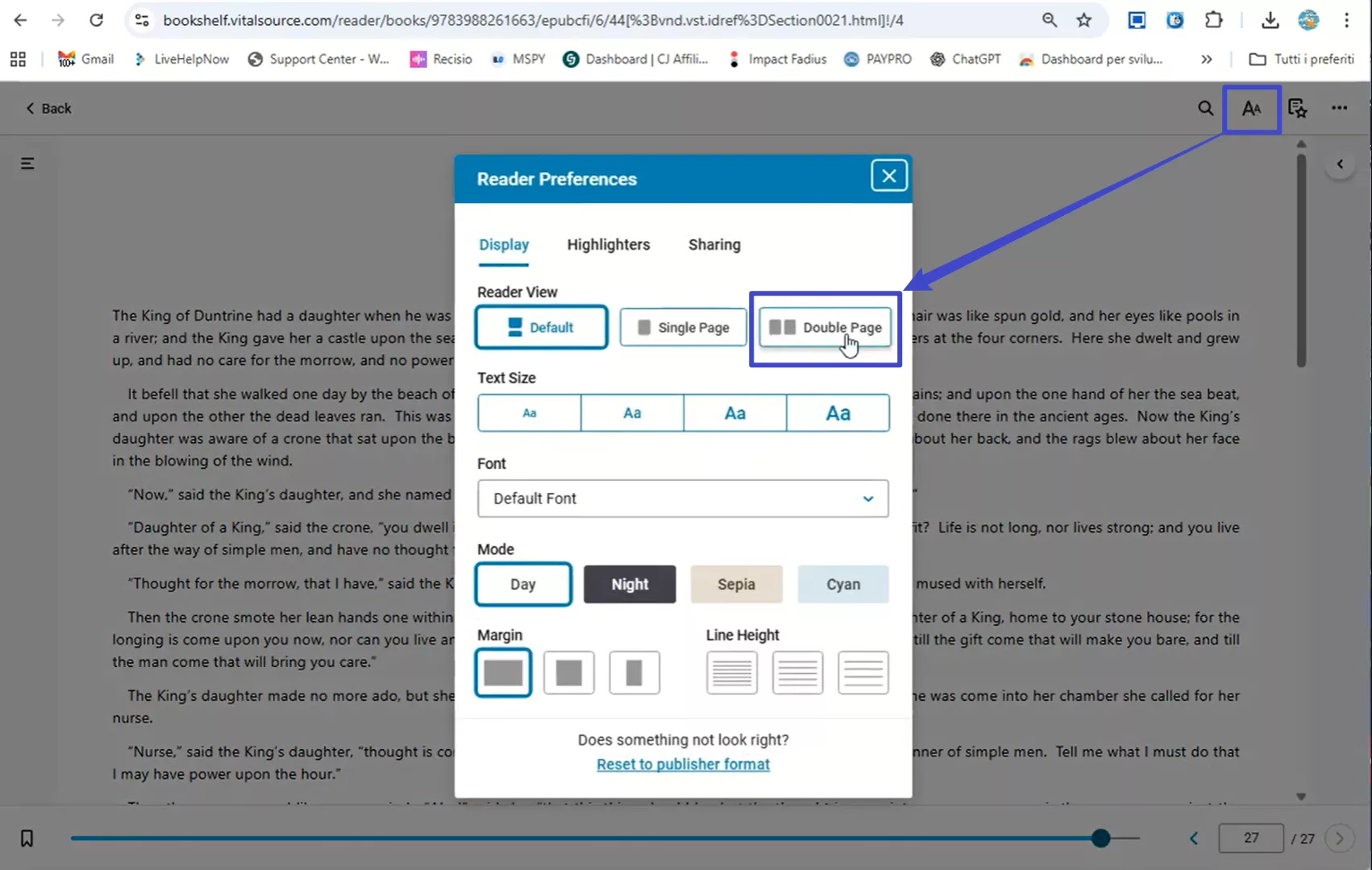reader preferences of double page