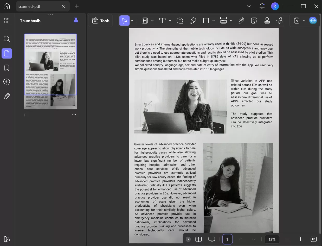 scanned pdf in updf desktop