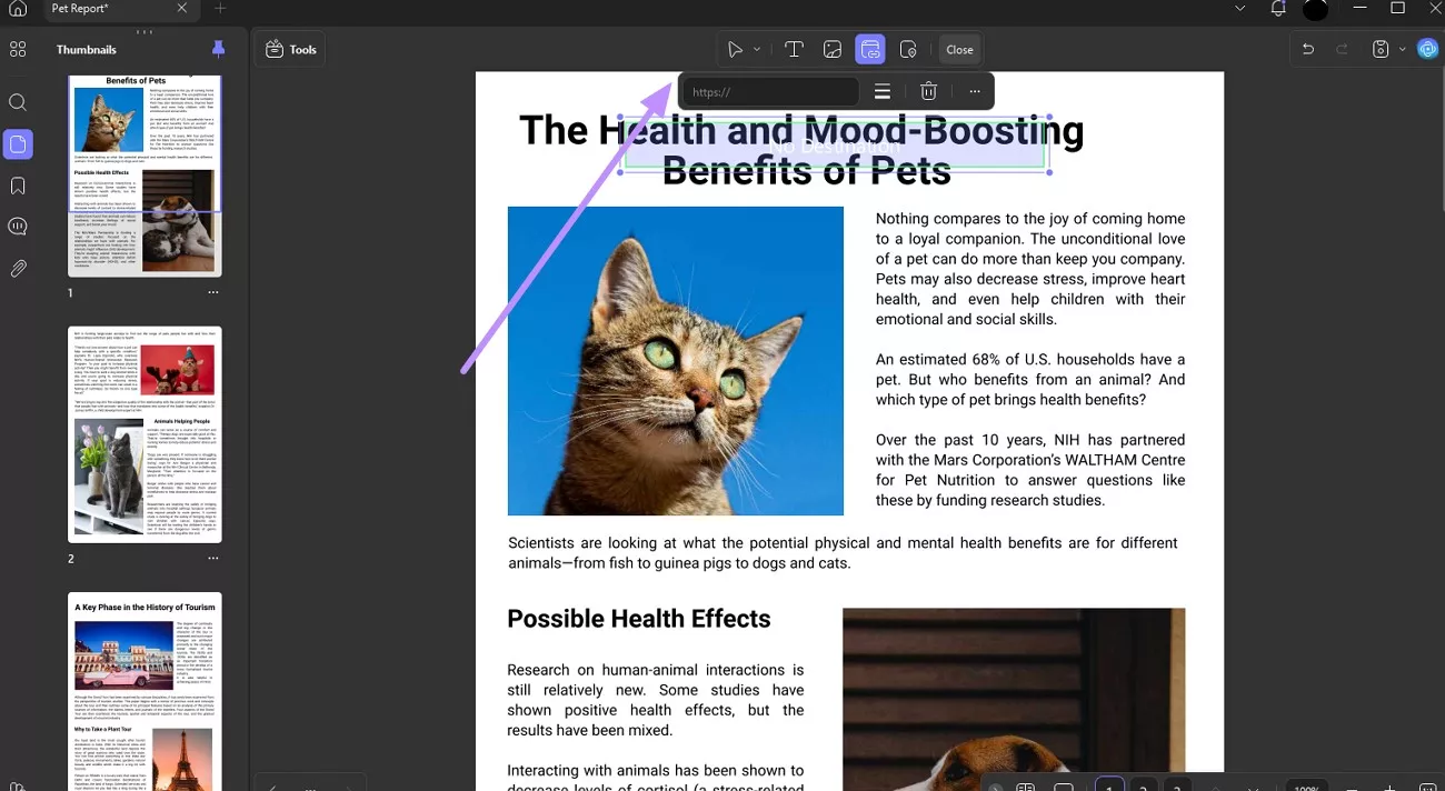 updf insert and edit links