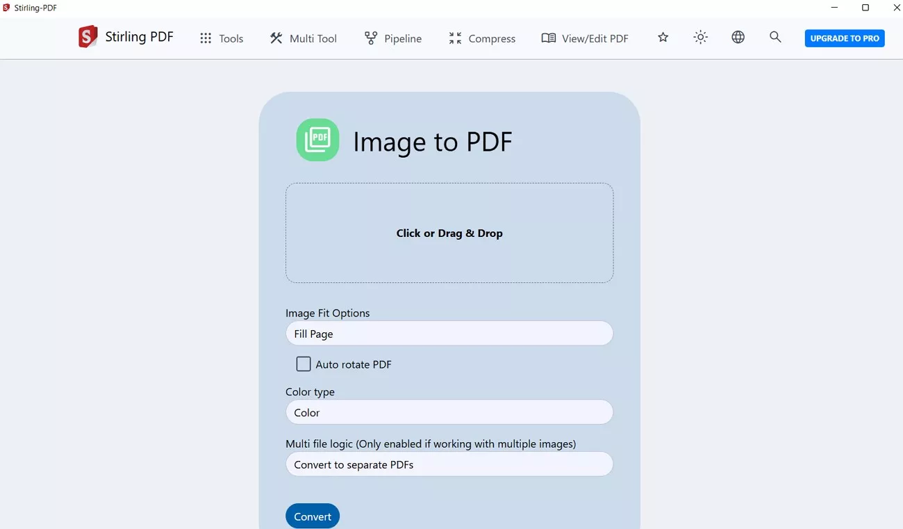 convert files to pdf stirling pdf