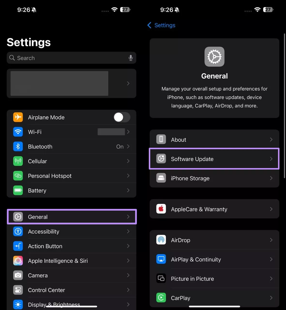 tap on software update 