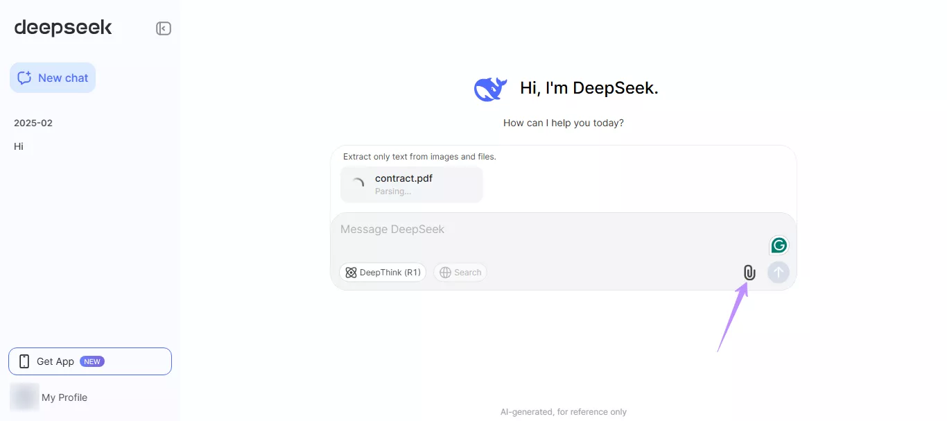 upload your pdf deepseek