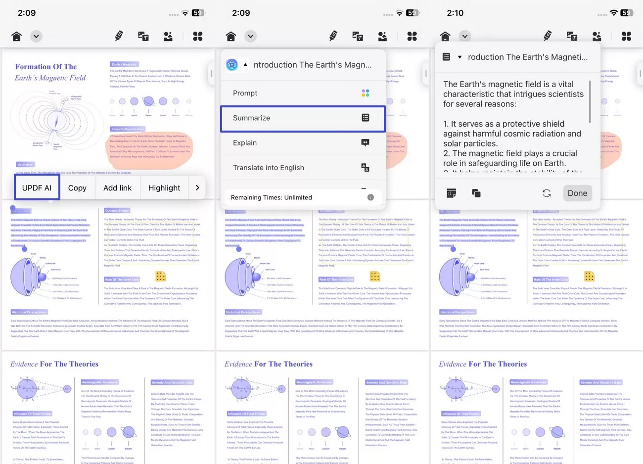 summarize pdf documents using updf ai