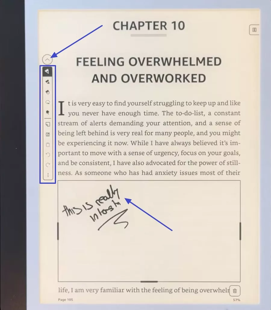locate pen from writing tool bar