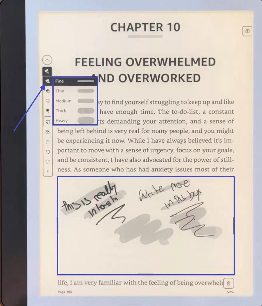 pick highlighting tool adjust thickness