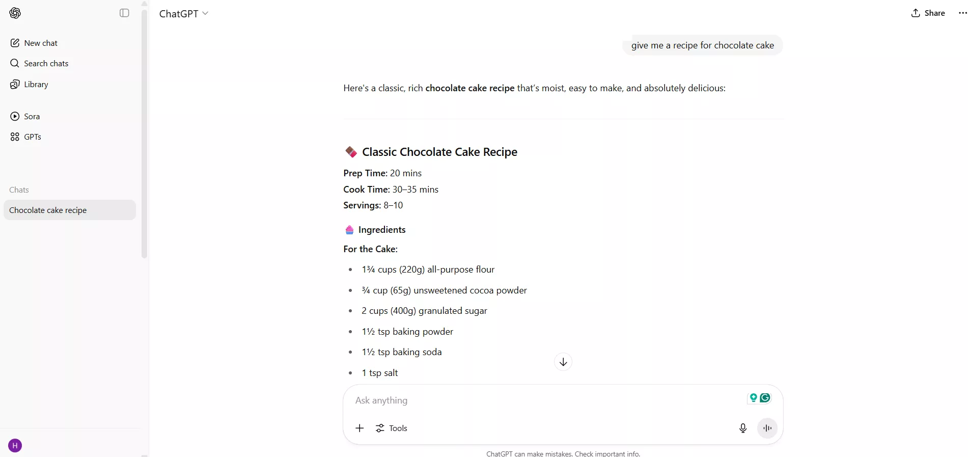 chocolate cake recipe