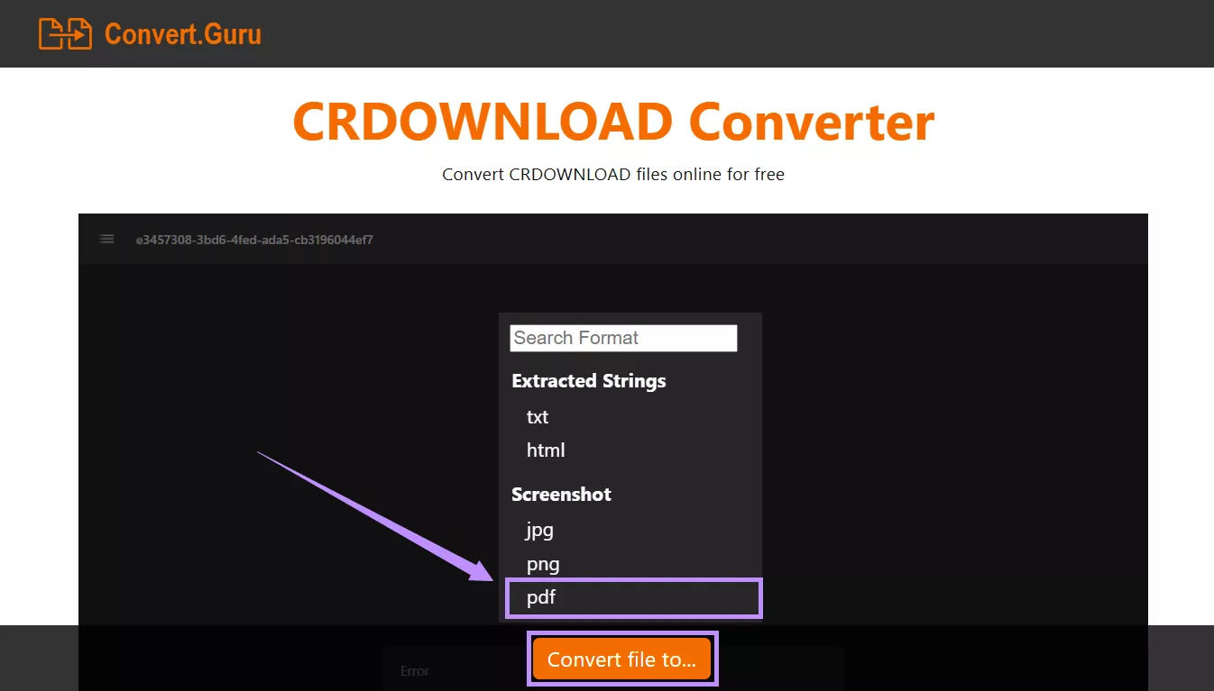  click convert file to and choose pdf convert guru