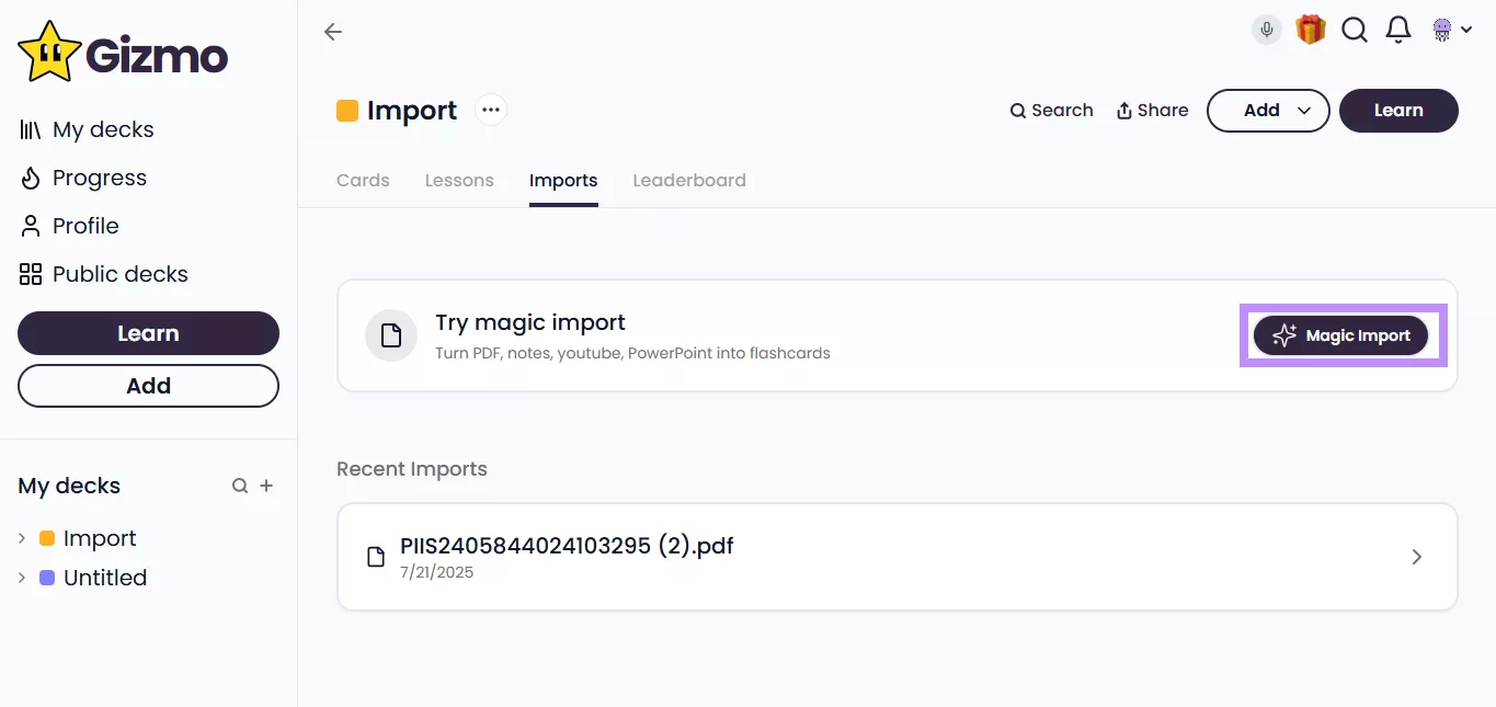 click magic import