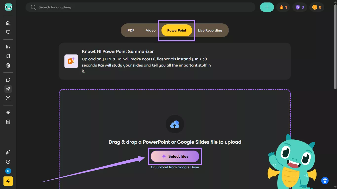 click select files Knowt