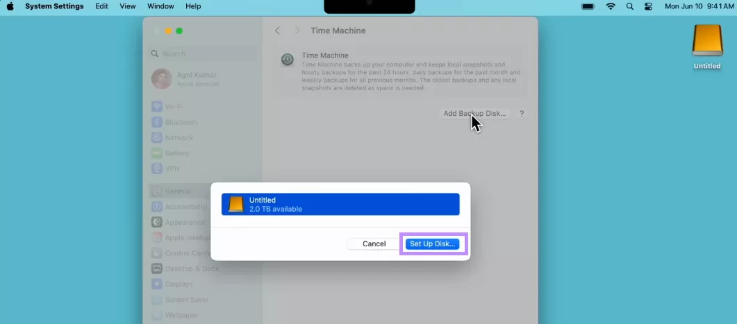 click set up disk mac