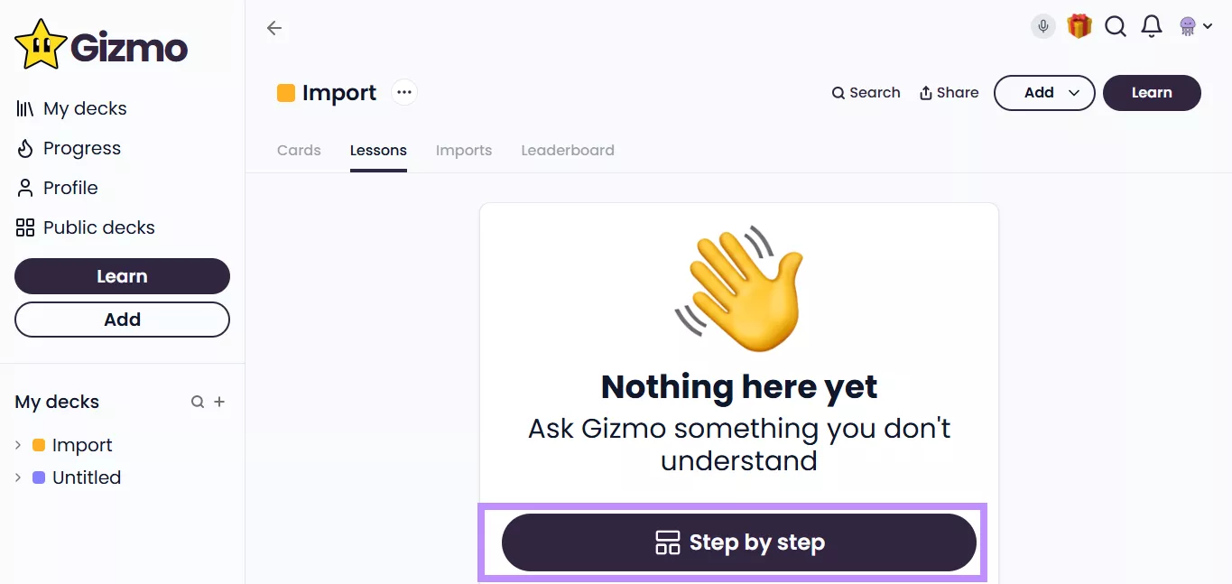 click step by step gizmo ai