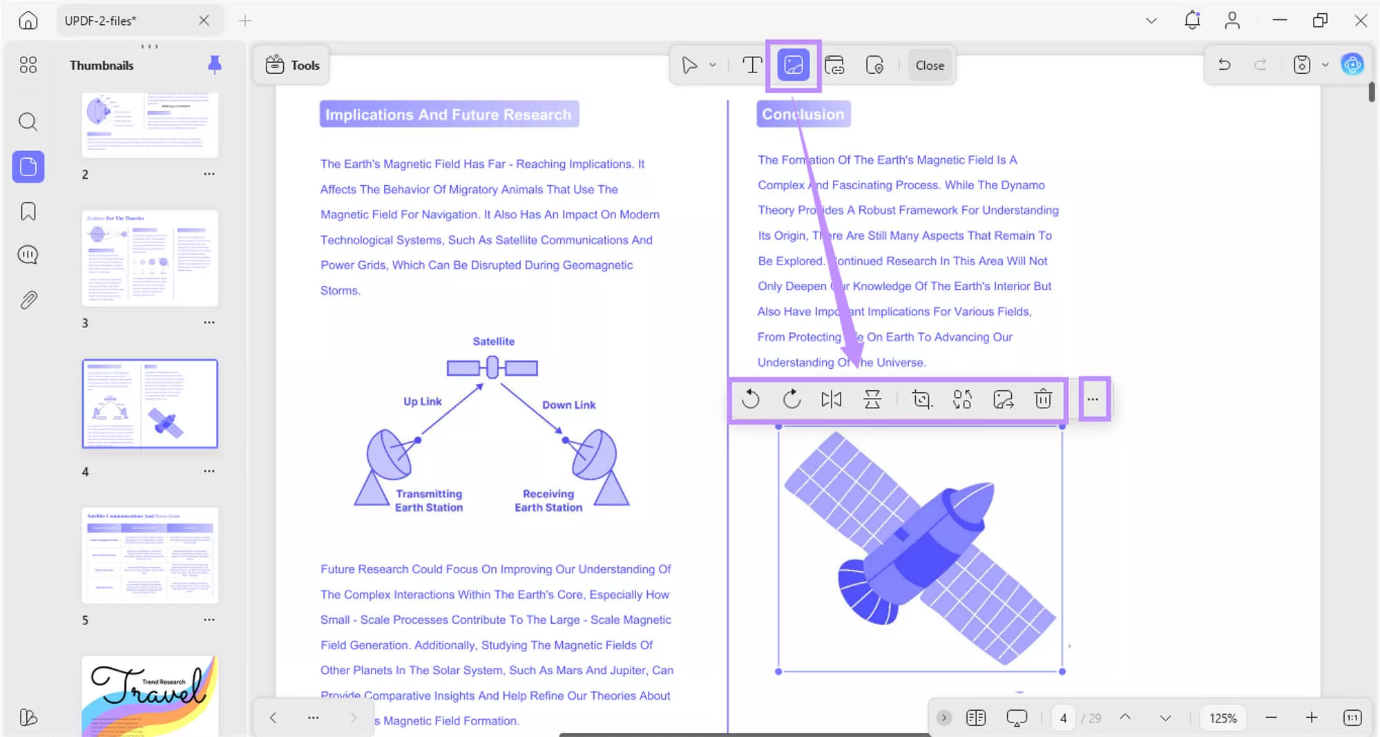 click the image icon and customize the image updf windows
