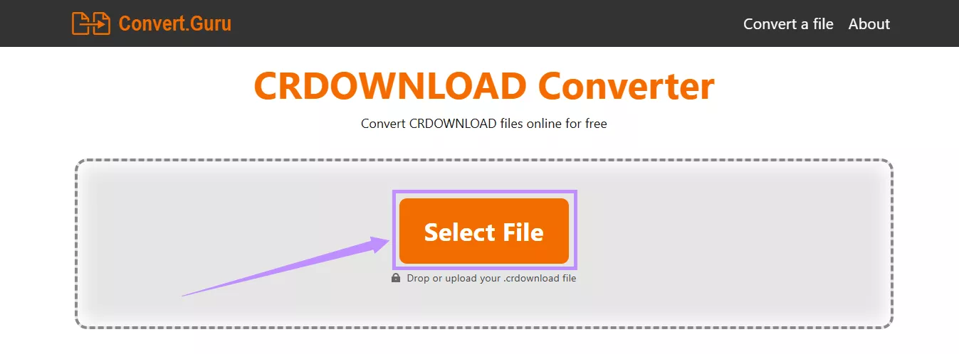 click the select file button convert guru
