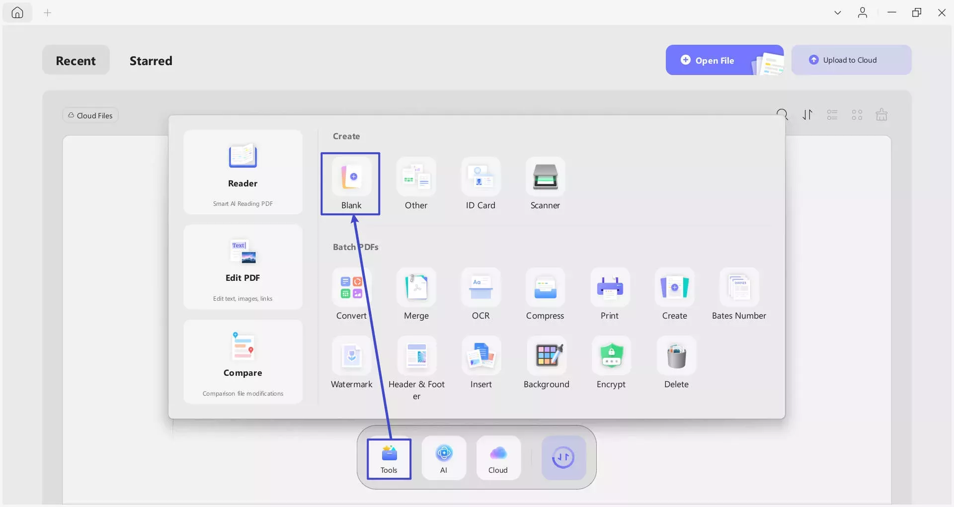 create blank pdf updf 1