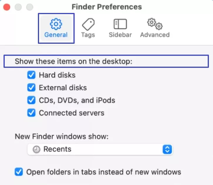 check finder preferences settings