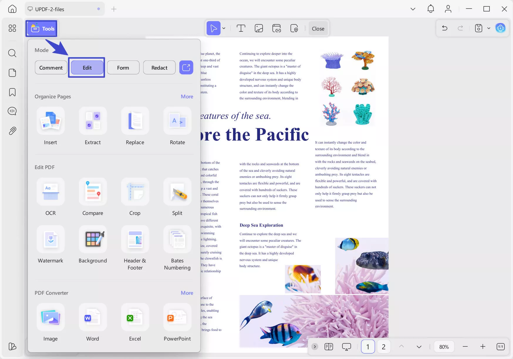 edit mode pdf in updf windows