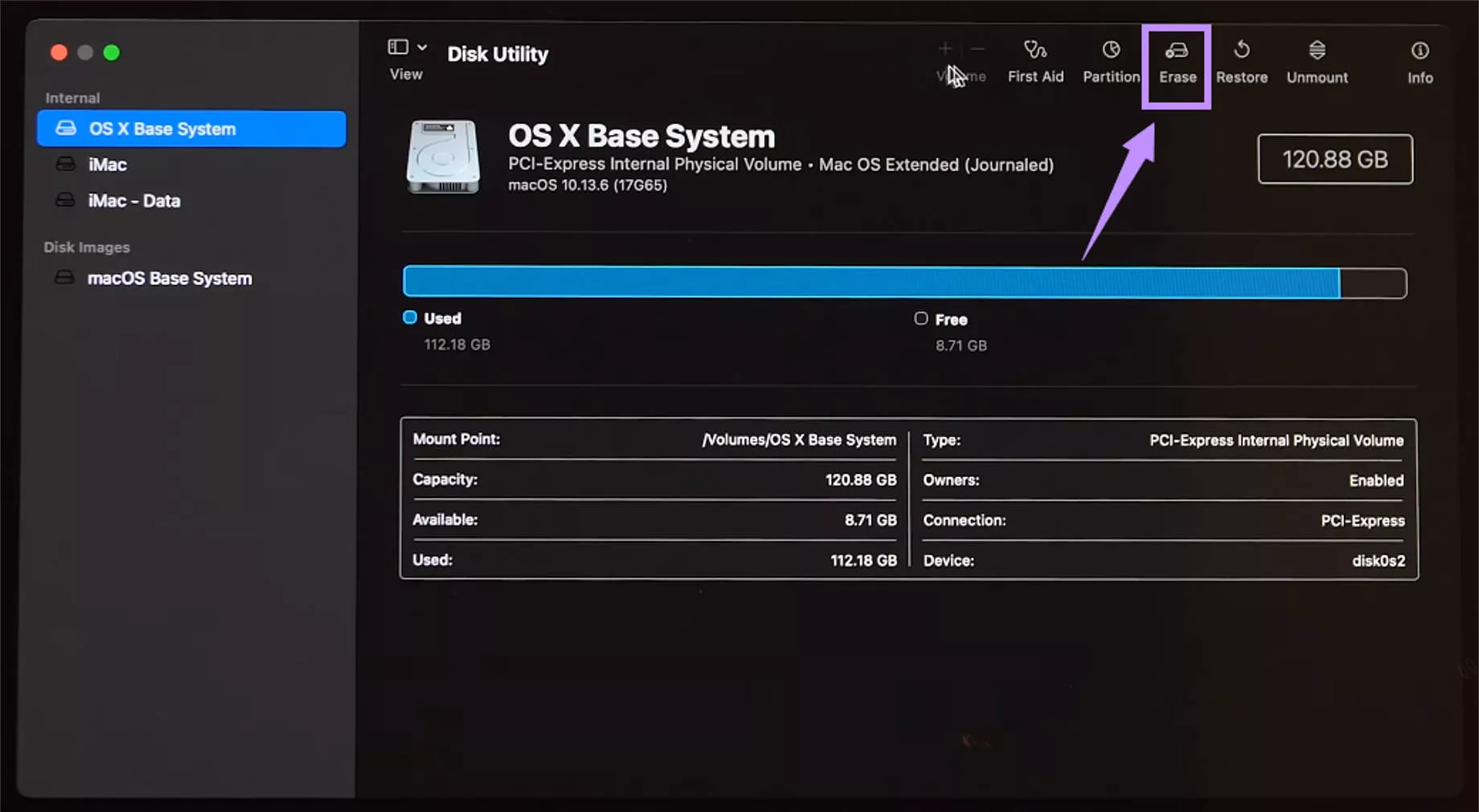 erase startup disk mac