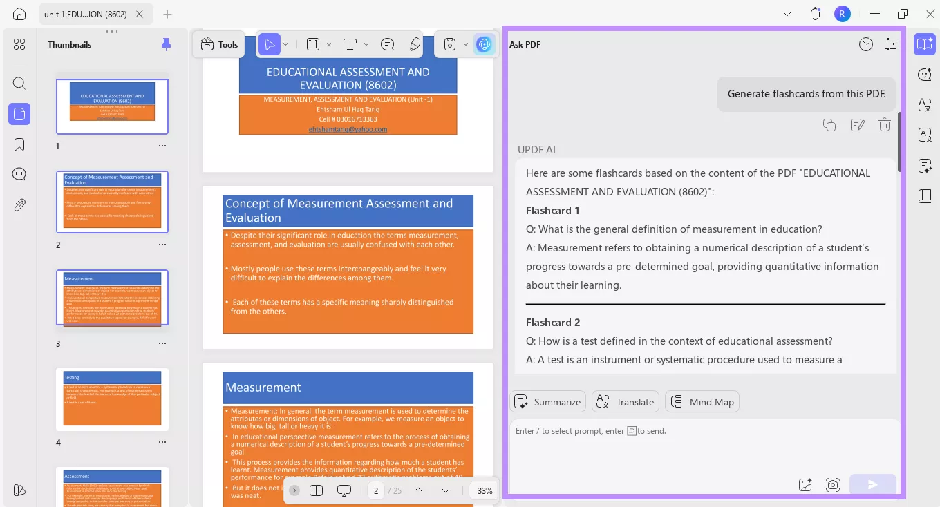 generating flashcards with updf ai