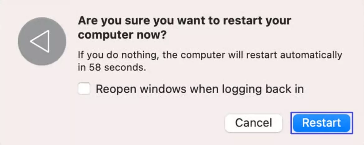 confirm mac restart