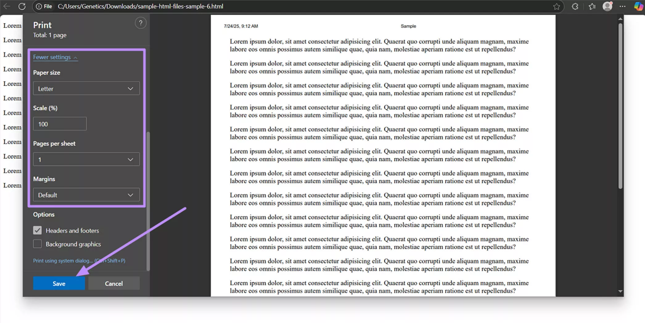 microsoft edge save pdf via print
