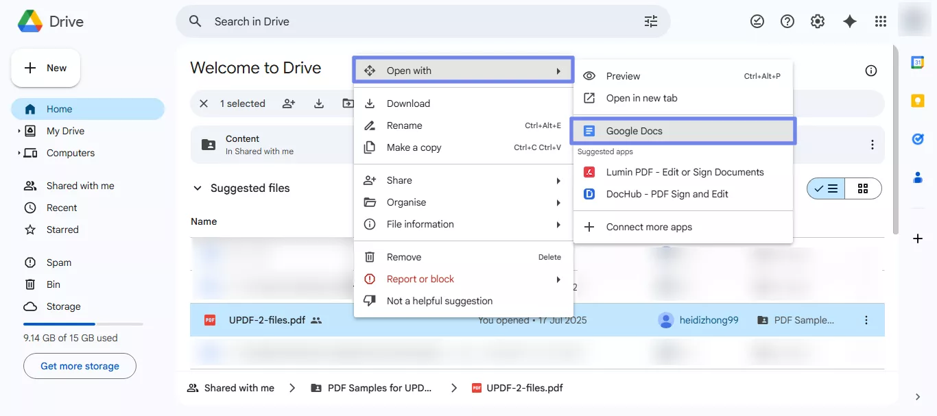 open pdf in google docs