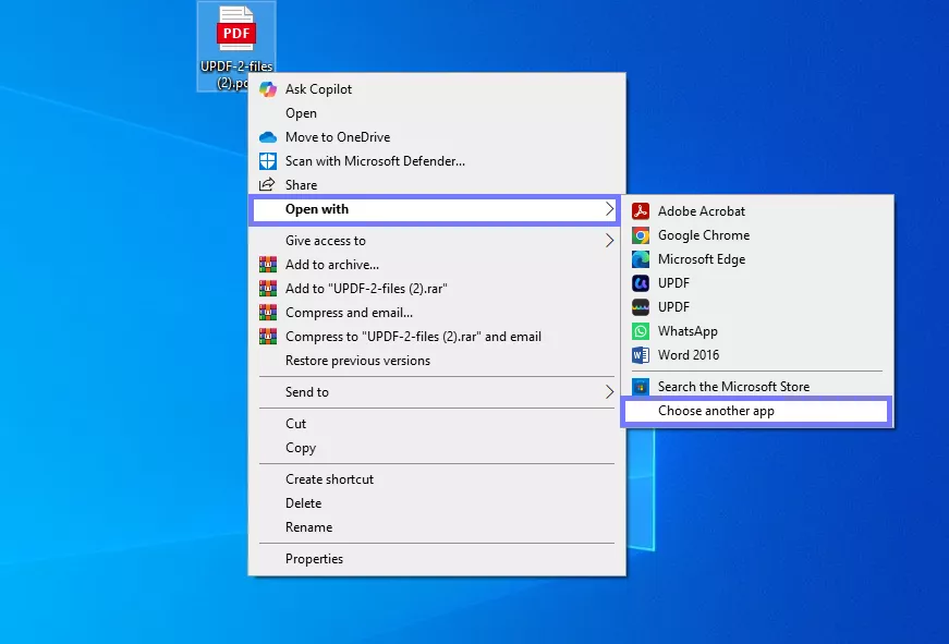 open the choose another app option windows