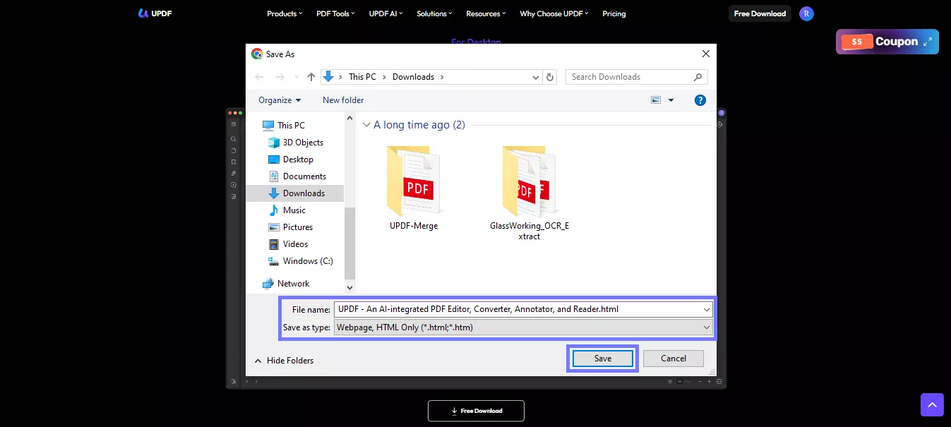 click save as chrome