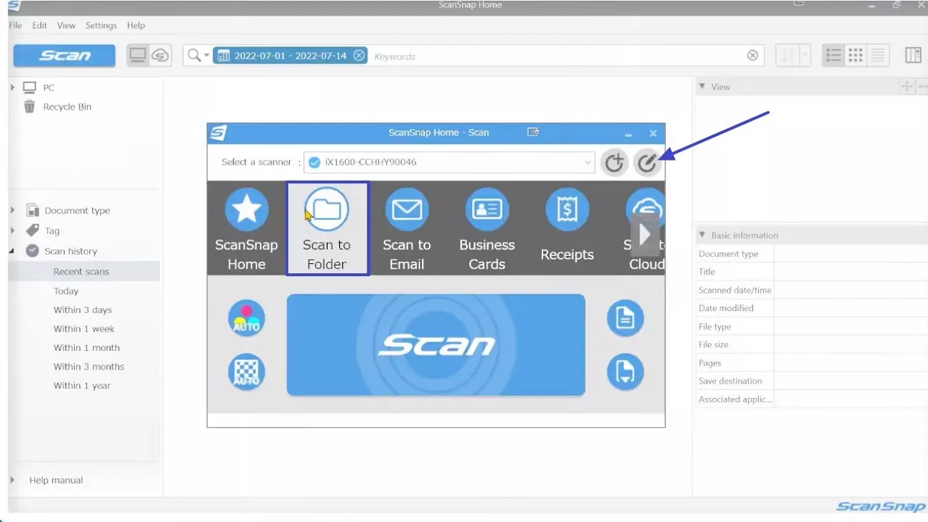 access scansnap home pc tool