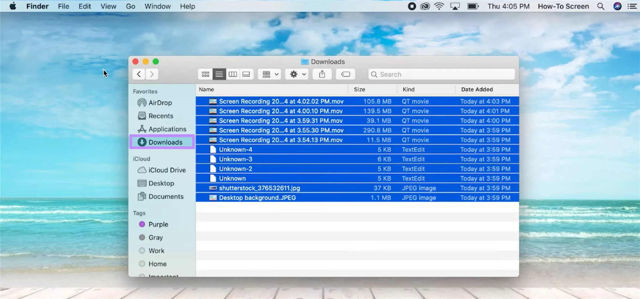 select downloaded files to delete mac