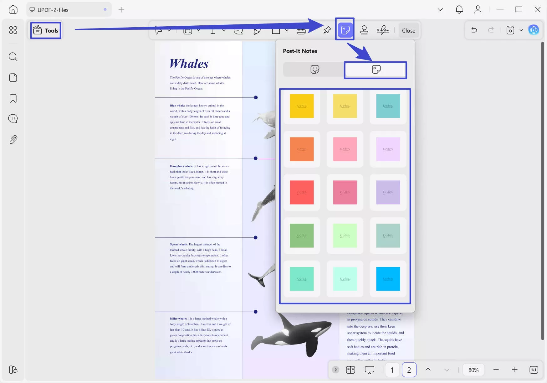 select post it note in updf windows