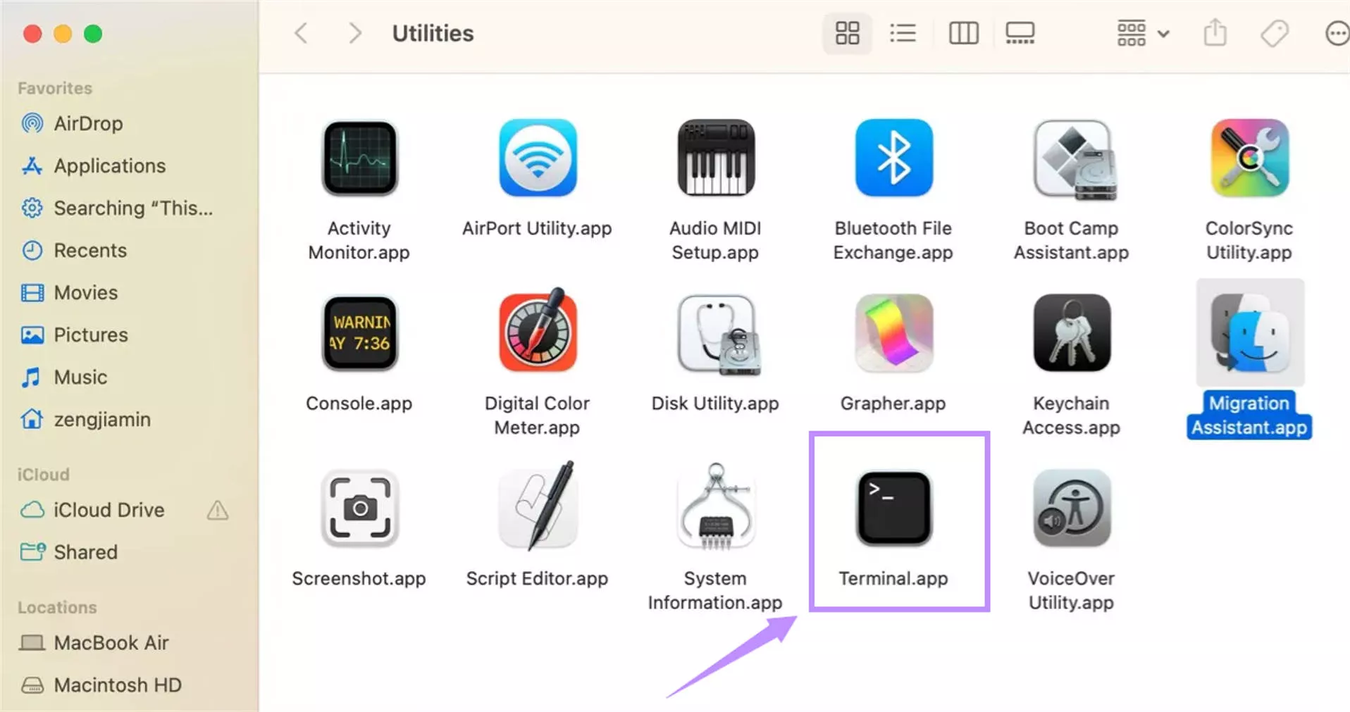  select terminal.app mac
