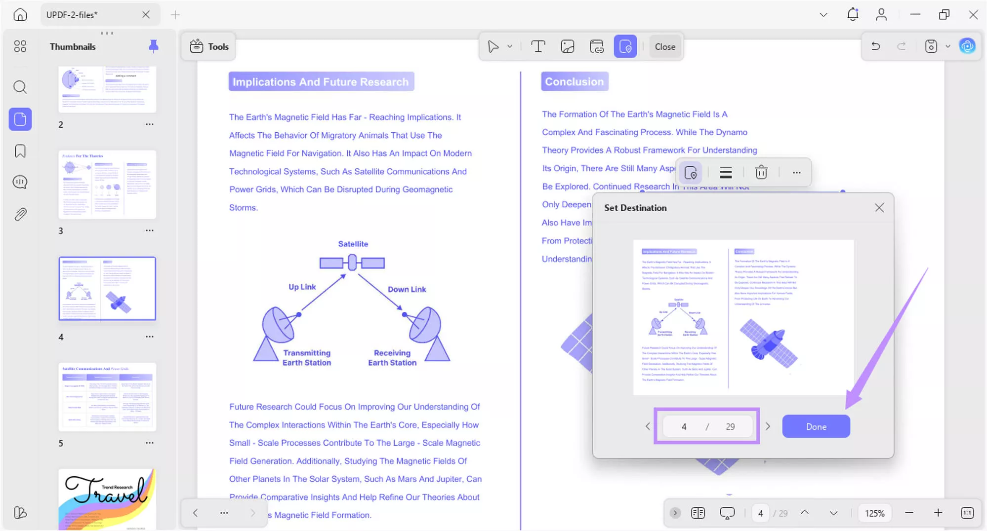 select the linked pages and click done updf windows
