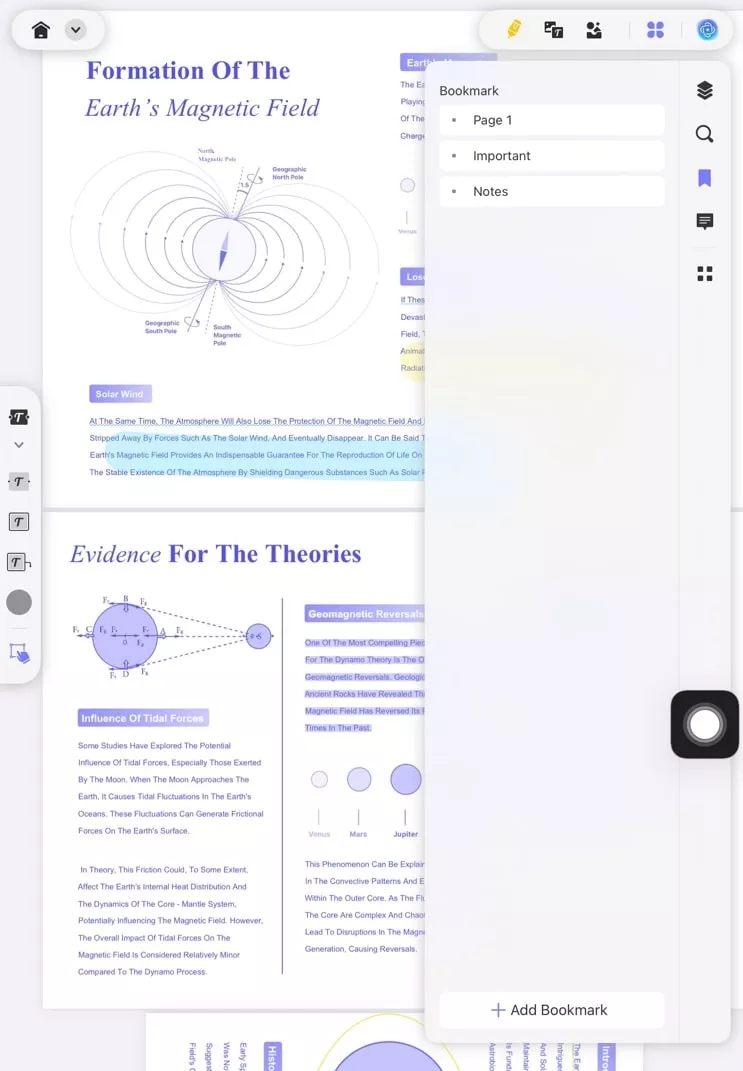 bookmark feature updf 