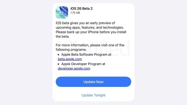 update ios26 to beta2