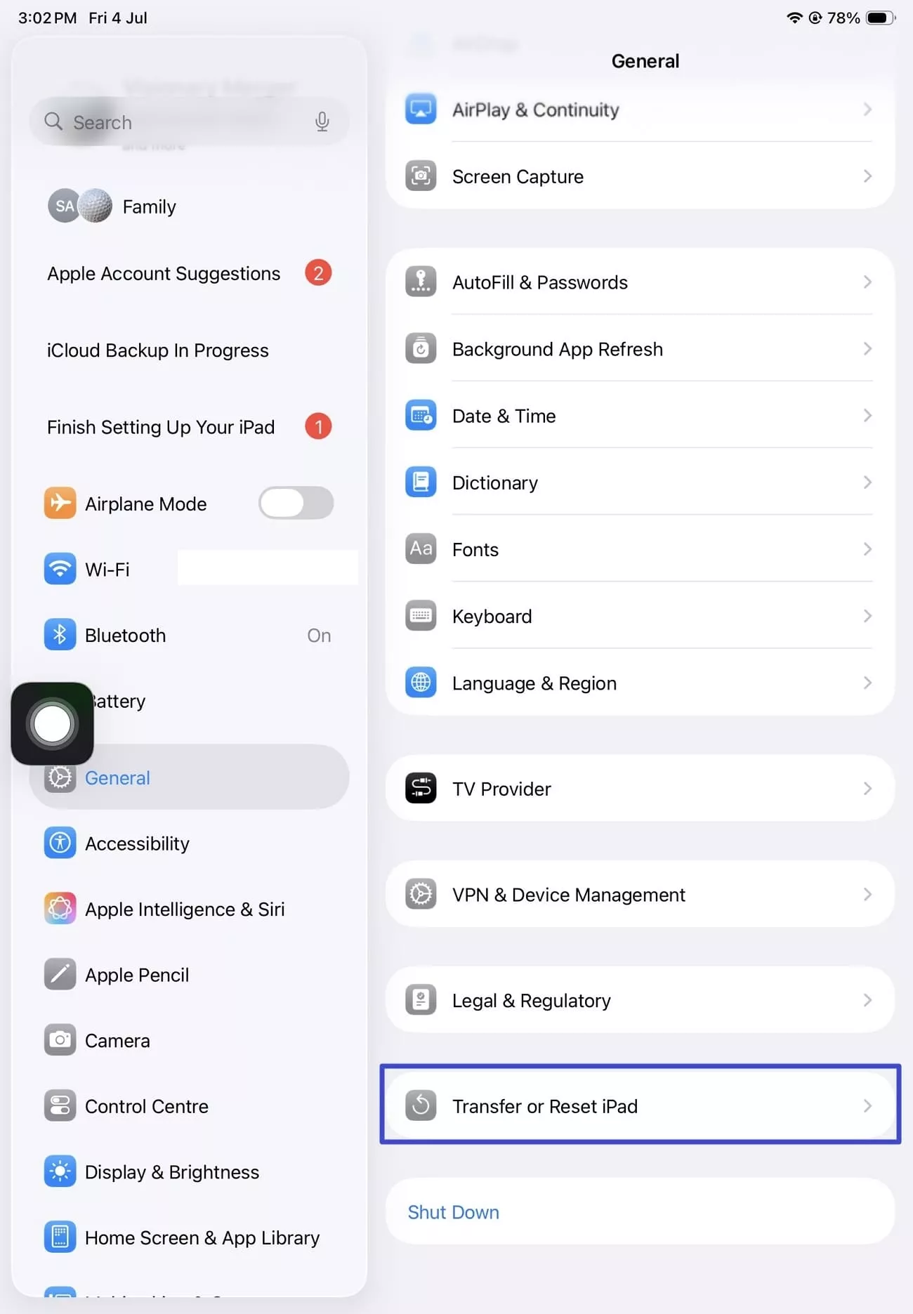 transfer or reset ipad 