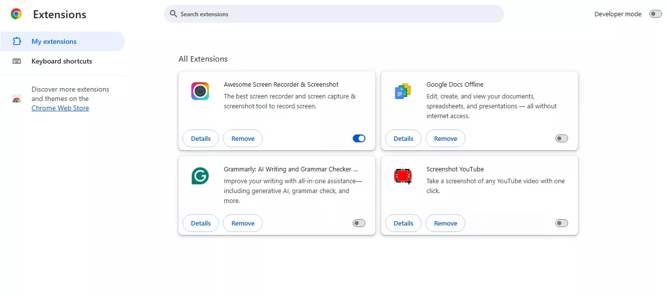 turn off all the extensions chrome