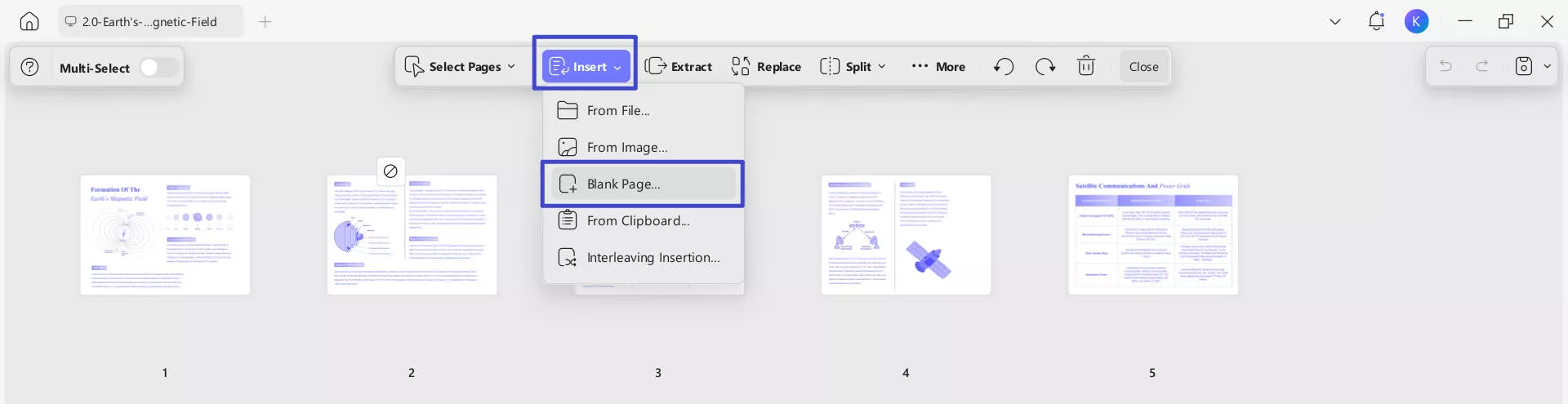 updf add blank page pdf document