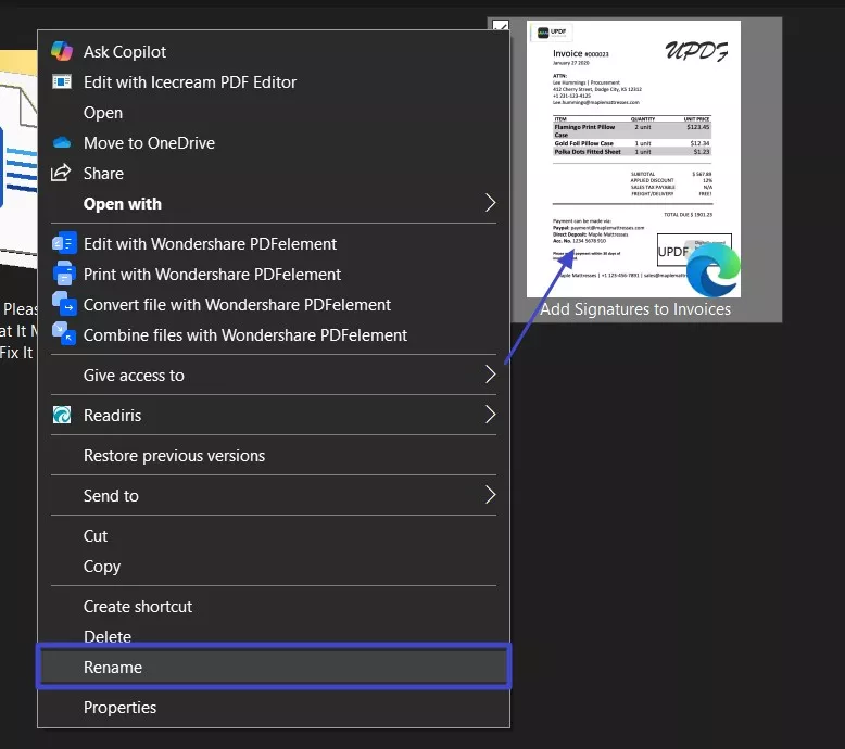 rename pdf file fix error