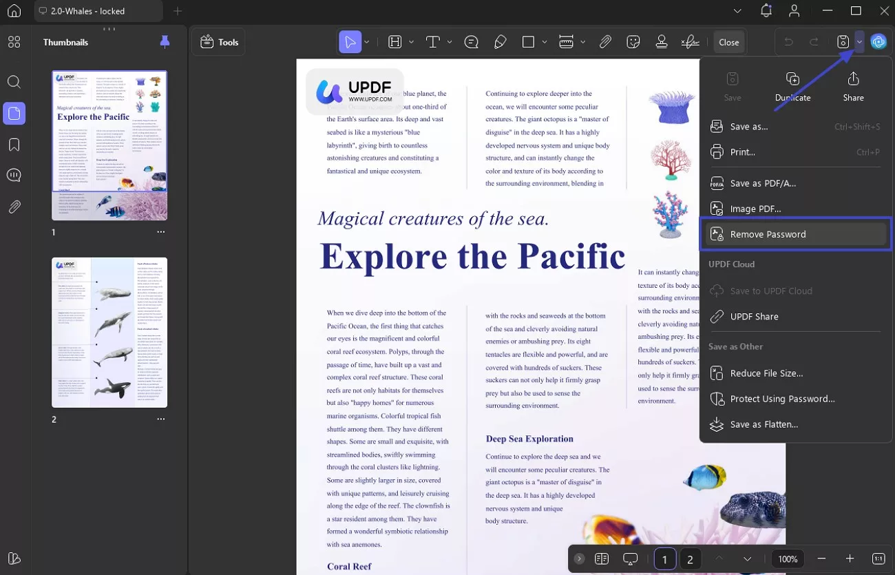 updf remove password from pdf 