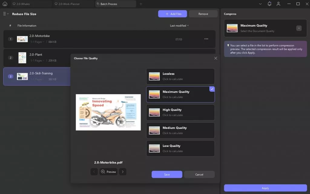 compress batch files updf 