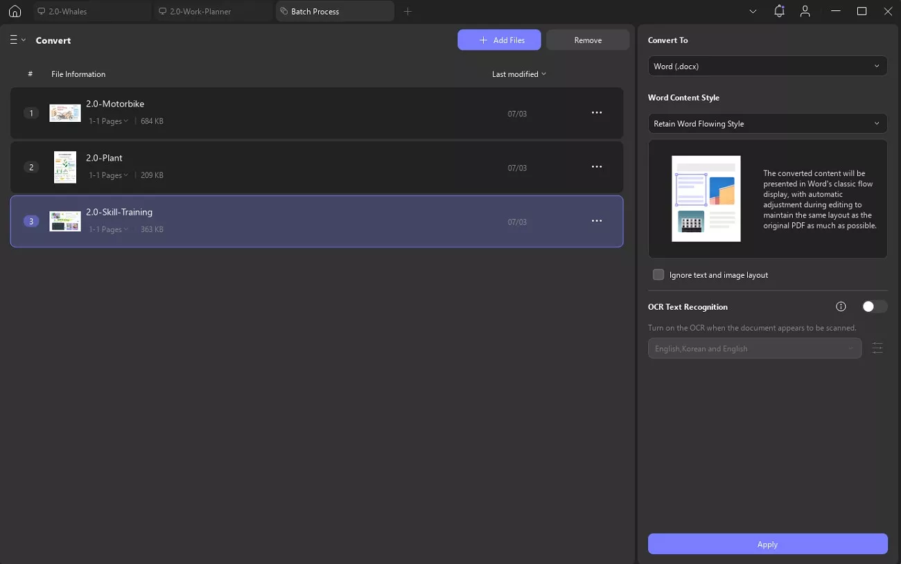 batch conversion process with updf 
