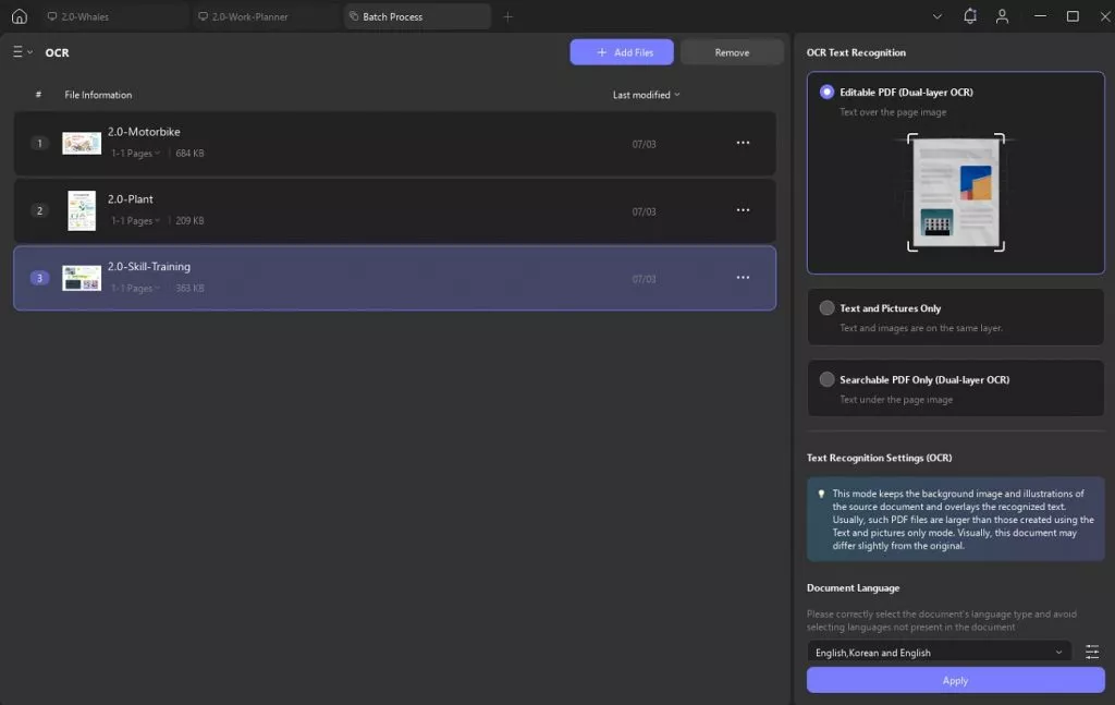 perform batch ocr multiple pdfs